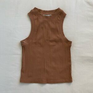 ZARA Nude Ribbed Top, Size XS